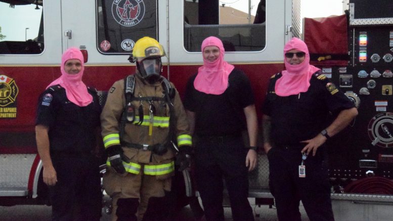 GNFD support Breast Cancer Awareness with pink bunker gear